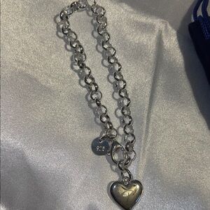 Silver Heart Charm Bracelet with letter D, on front 925